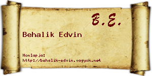 Behalik Edvin névjegykártya